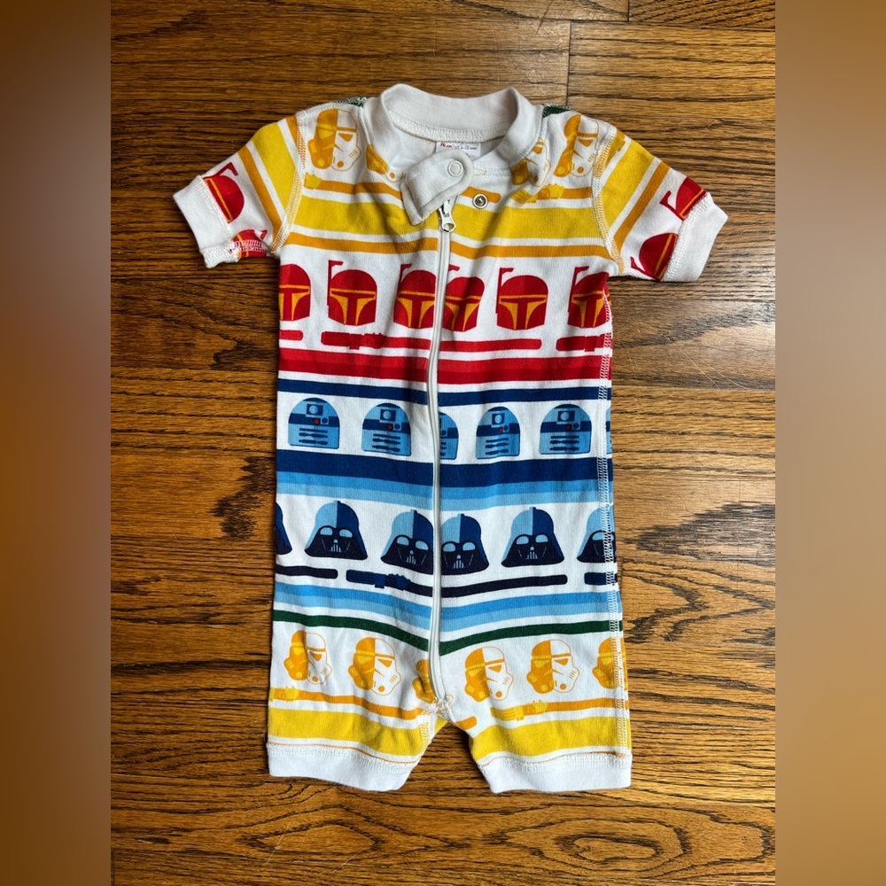 Hanna Anderson Star Wars rainbow romper zip up shorts and short sleeves